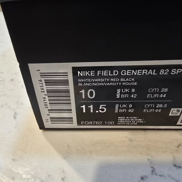 Nike Field General 82 SP White Varsity Red FQ8762 100 Mens Size 10 Shoes Sneaker - Picture 9 of 9